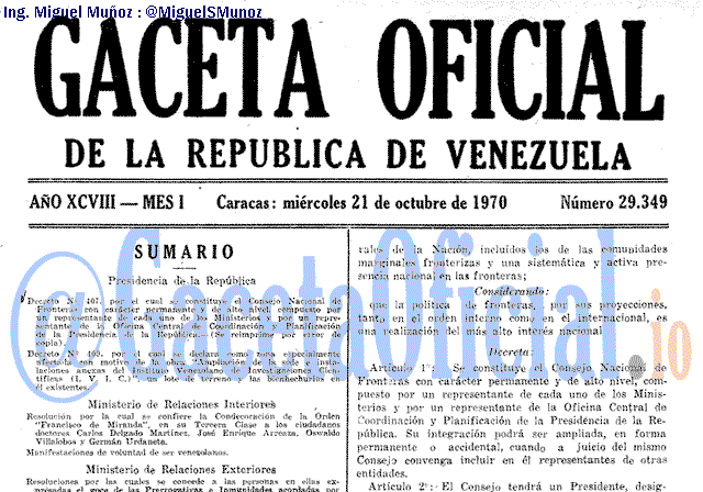 Gaceta Oficial 29349 del 21 Octubre 1970