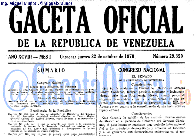 Gaceta Oficial 29350 del 22 Octubre 1970