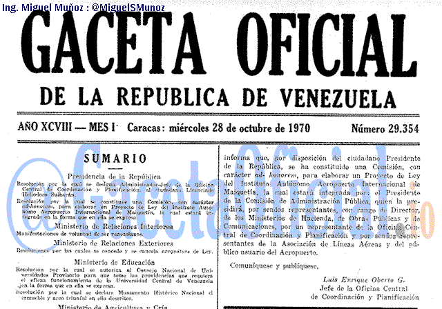 Gaceta Oficial 29354 del 28 Octubre 1970