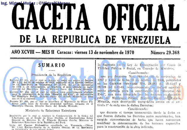 Gaceta Oficial 29368 del 13 Noviembre 1970