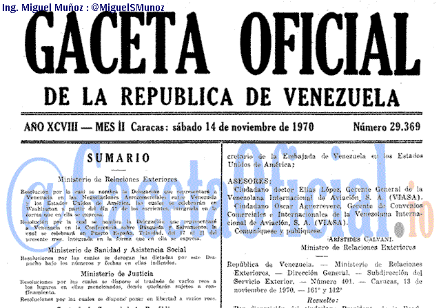 Gaceta Oficial 29369 del 14 Noviembre 1970