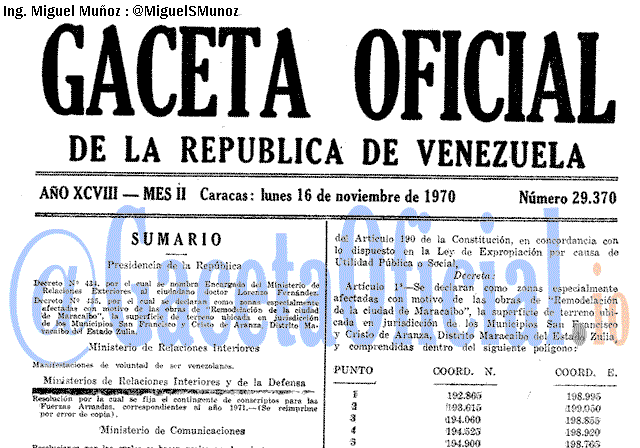 Gaceta Oficial 29370 del 16 Noviembre 1970
