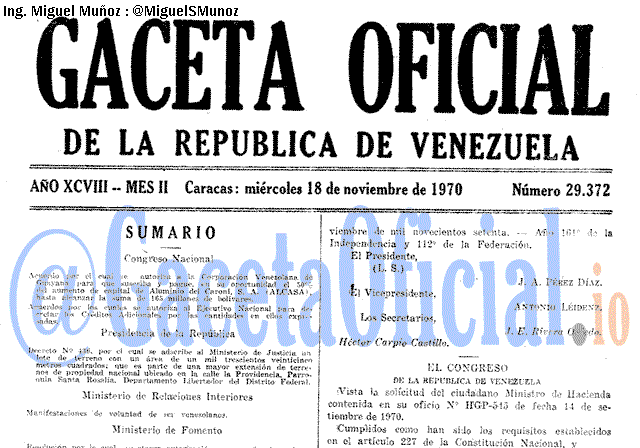 Gaceta Oficial 29372 del 18 Noviembre 1970