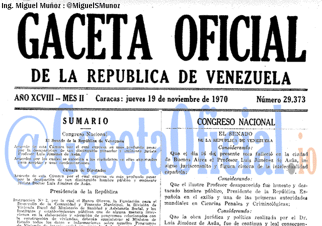 Gaceta Oficial 29373 del 19 Noviembre 1970