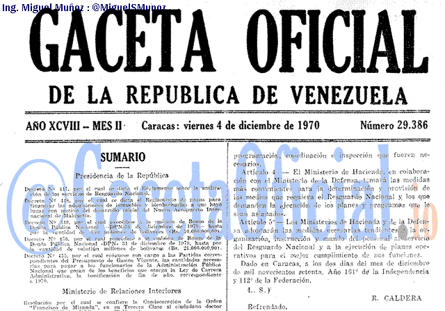 Gaceta Oficial 29386 del 4 Diciembre 1970