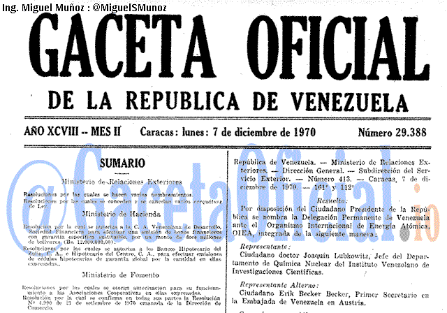 Gaceta Oficial 29388 del 7 Diciembre 1970
