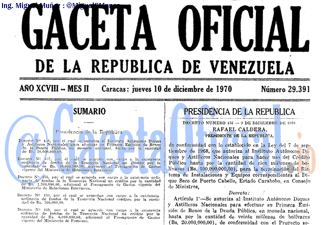 Gaceta Oficial 29391 del 10 Diciembre 1970