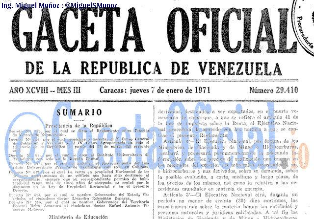 Gaceta Oficial 29410 del 7 Enero 1971