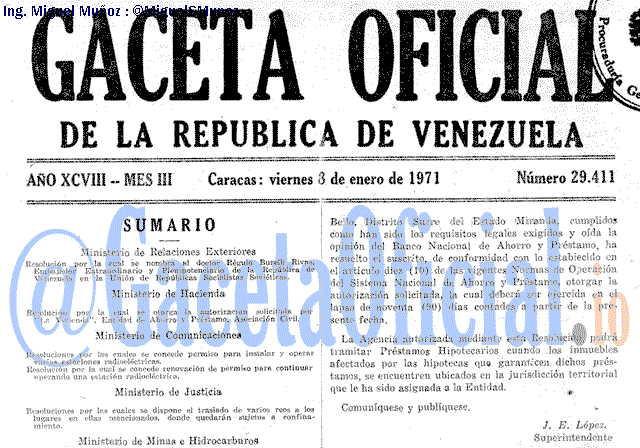 Gaceta Oficial 29411 del 8 Enero 1971
