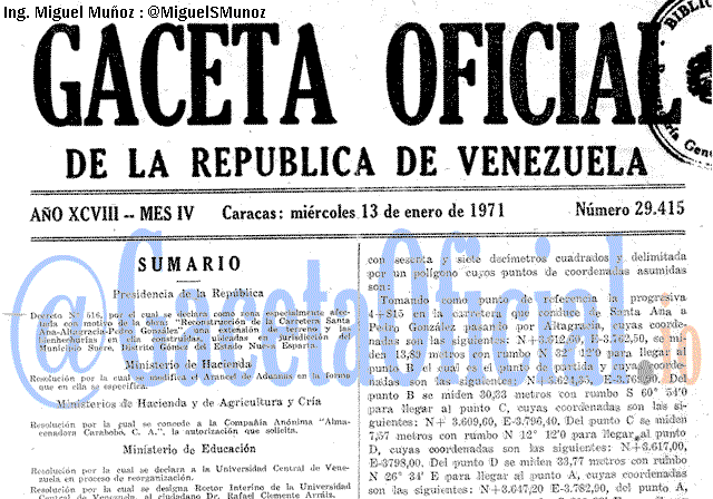 Gaceta Oficial 29415 del 13 Enero 1971