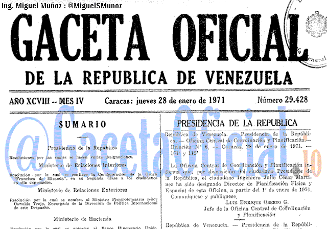 Gaceta Oficial 29428 del 28 Enero 1971