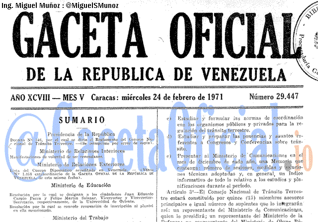 Gaceta Oficial 29447 del 24 Febrero 1971