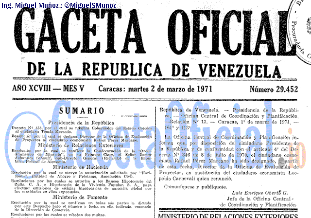 Gaceta Oficial 29452 del 2 Marzo 1971