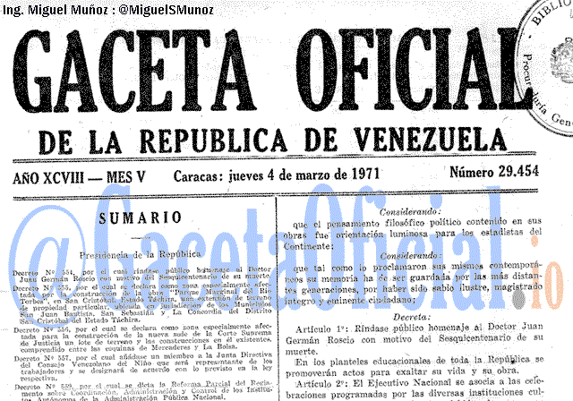 Gaceta Oficial 29454 del 4 Marzo 1971