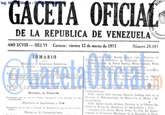 Gaceta Oficial 29461 del 12 Marzo 1971