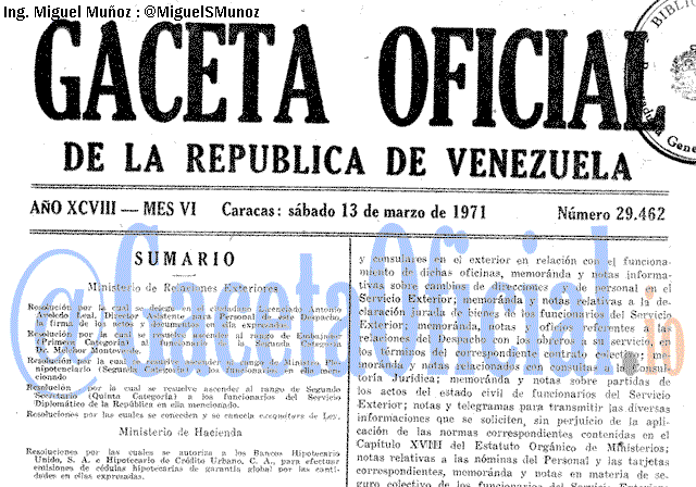 Gaceta Oficial 29462 del 13 Marzo 1971