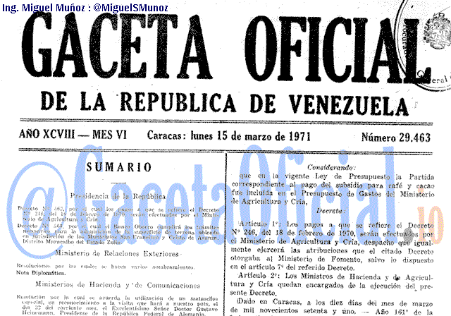 Gaceta Oficial 29463 del 15 Marzo 1971