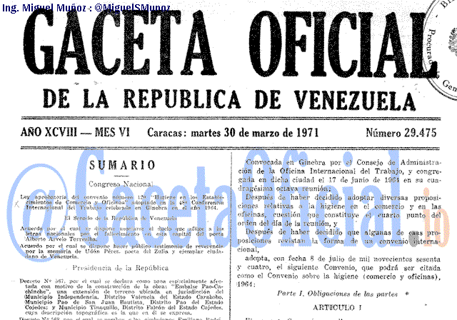 Gaceta Oficial 29475 del 30 Marzo 1971