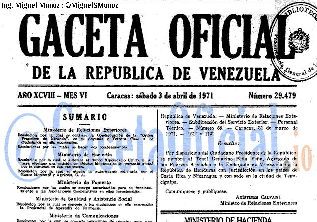 Gaceta Oficial 29479 del 3 Abril 1971