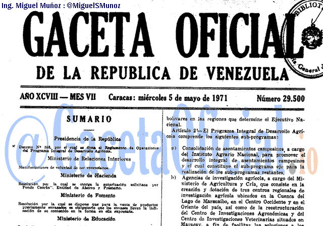 Gaceta Oficial 29500 del 5 Mayo 1971