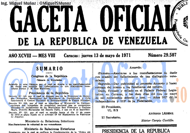 Gaceta Oficial 29507 del 13 Mayo 1971