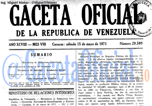 Gaceta Oficial 29509 del 15 Mayo 1971