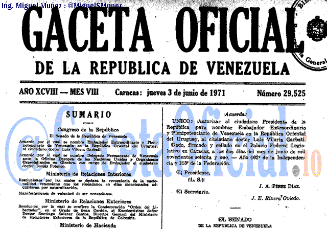Gaceta Oficial 29525 del 3 Junio 1971