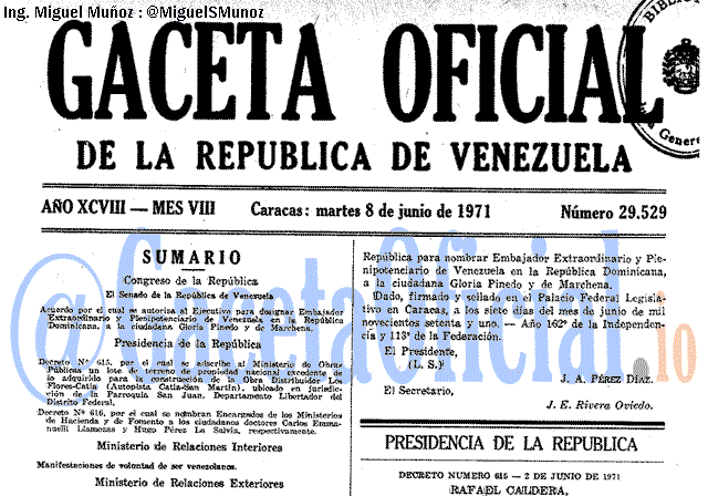 Gaceta Oficial 29529 del 8 Junio 1971