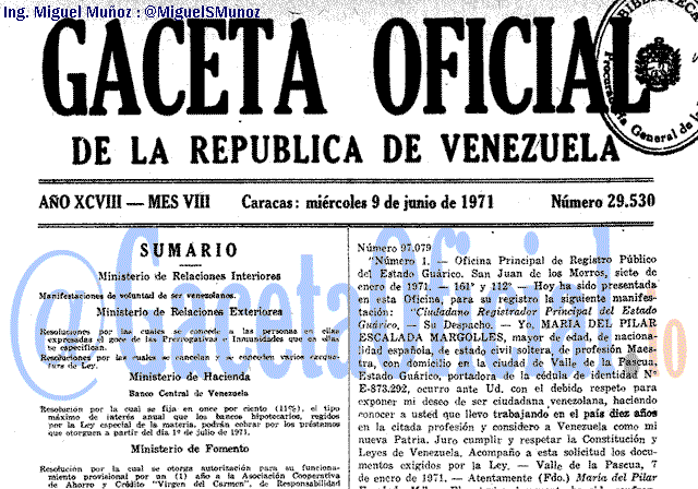 Gaceta Oficial 29530 del 9 Junio 1971