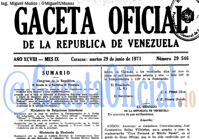Gaceta Oficial 29546 del 29 Junio 1971