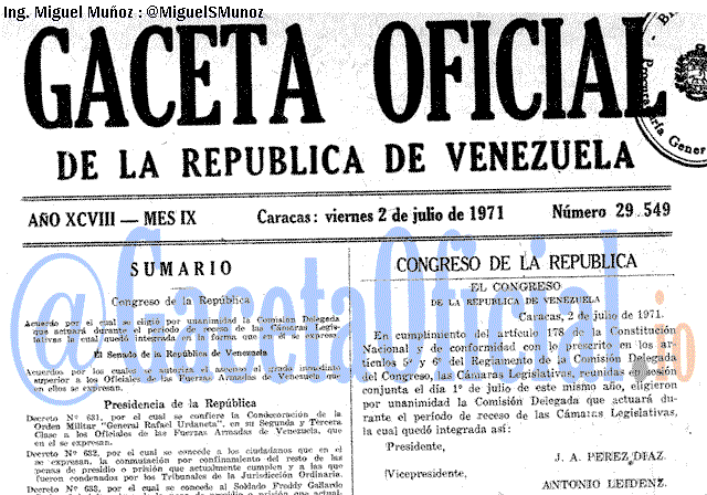 Gaceta Oficial 29549 del 2 Julio 1971