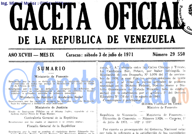 Gaceta Oficial 29550 del 3 Julio 1971