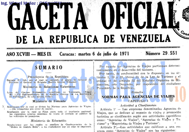 Gaceta Oficial 29551 del 6 Julio 1971