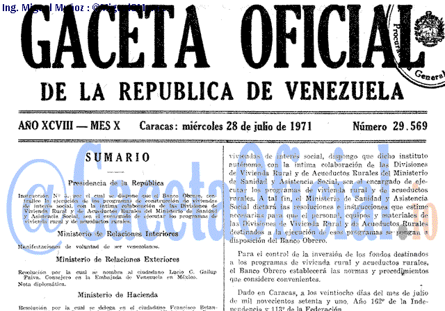 Gaceta Oficial 29569 del 28 Julio 1971