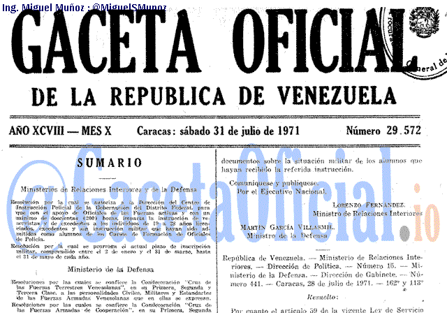 Gaceta Oficial 29572 del 31 Julio 1971