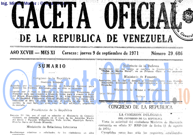Gaceta Oficial 29606 del 9 Septiembre 1971