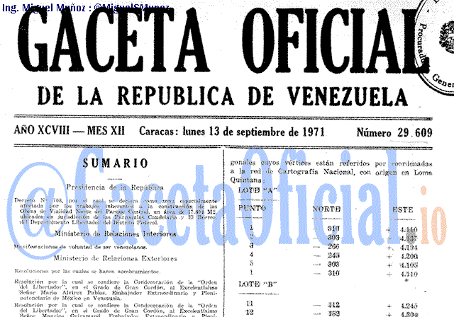 Gaceta Oficial 29609 del 13 Septiembre 1971