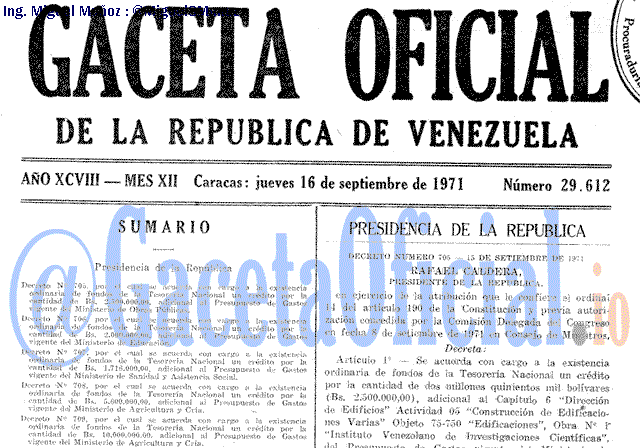 Gaceta Oficial 29612 del 16 Septiembre 1971