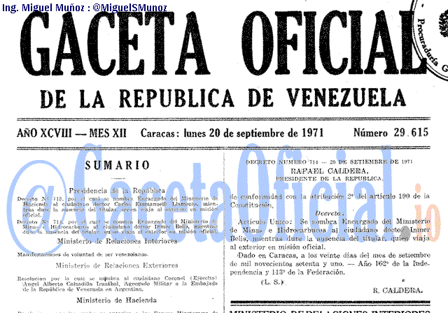 Gaceta Oficial 29615 del 20 Septiembre 1971