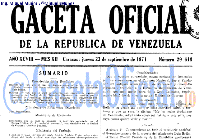 Gaceta Oficial 29618 del 23 Septiembre 1971