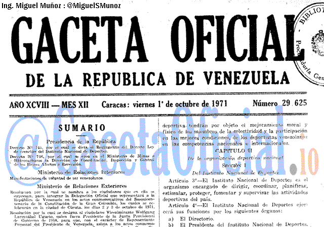 Gaceta Oficial 29625 del 1 Octubre 1971