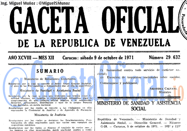 Gaceta Oficial 29632 del 9 Octubre 1971