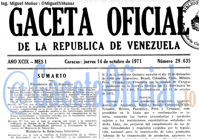 Gaceta Oficial 29635 del 14 Octubre 1971