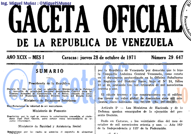 Gaceta Oficial 29647 del 28 Octubre 1971