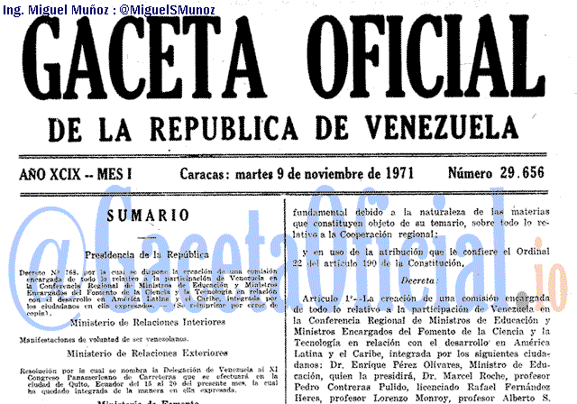 Gaceta Oficial 29656 del 9 Noviembre 1971
