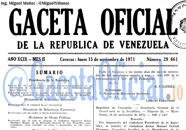 Gaceta Oficial 29661 del 15 Noviembre 1971