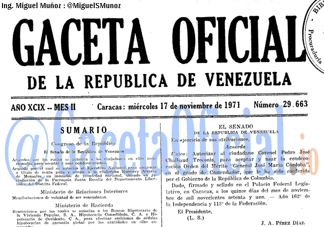 Gaceta Oficial 29663 del 17 Noviembre 1971