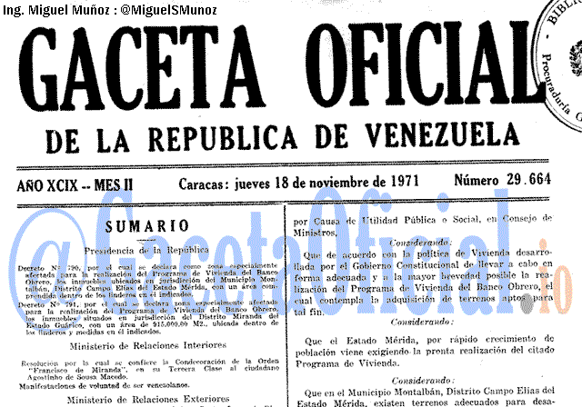 Gaceta Oficial 29664 del 18 Noviembre 1971