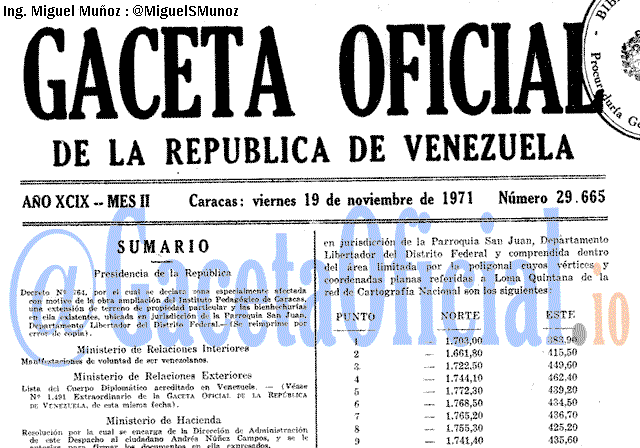 Gaceta Oficial 29665 del 19 Noviembre 1971