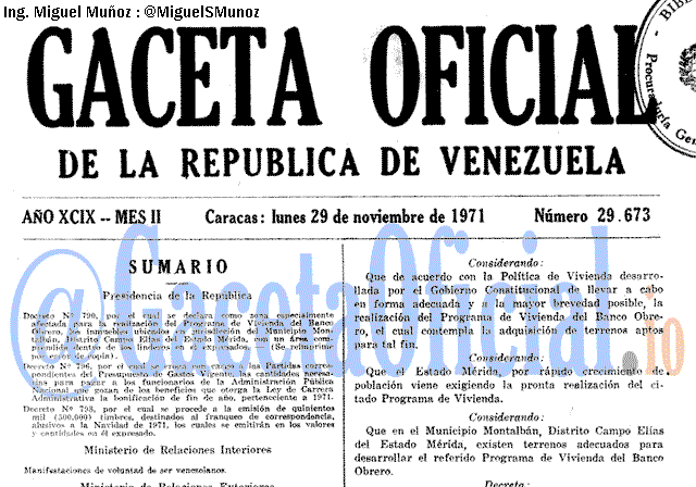 Gaceta Oficial 29673 del 29 Noviembre 1971